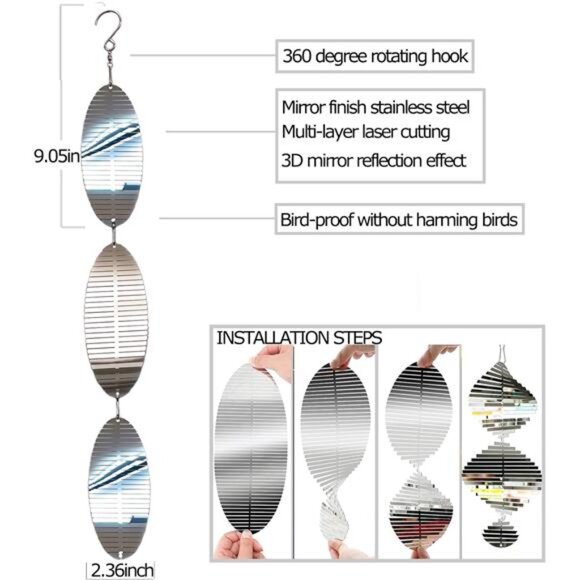 Metal Bird Scare Discs Set-Highly Reflective Double-Sided Bird Reflectors - Picture 5 of 7